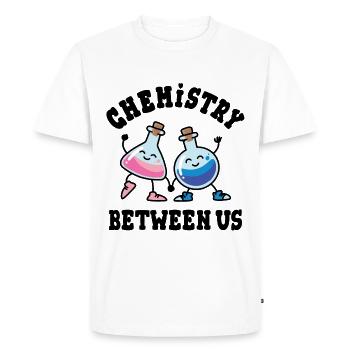 Chemistry Between Us, Chemical flasks in Love - Men's Premium Organic T-Shirt - white - Front - Nico (187cm)