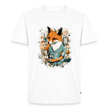 Renard et son journal - T-shirt Premium bio Homme - blanc - Devant - Nico (187cm)