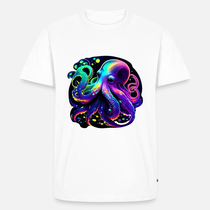 Psychedelic Octopus - Männer Premium Bio T-Shirt - Weiß