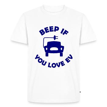 Les fans de voitures électriques - T-shirt Premium bio Homme - blanc - Devant - Nico (187cm)