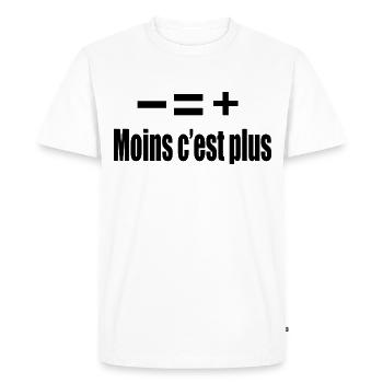 Moins C’est Plus - T-shirt Premium bio Homme - blanc - Devant - Nico (187cm)