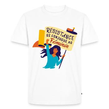 Résistance Féministe - T-shirt Premium bio Homme - blanc - Devant - Nico (187cm)