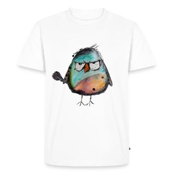 Angry Bird Watercolor Hand Painted Bird Sparrow - Men's Premium Organic T-Shirt - white - Front - Nico (187cm)