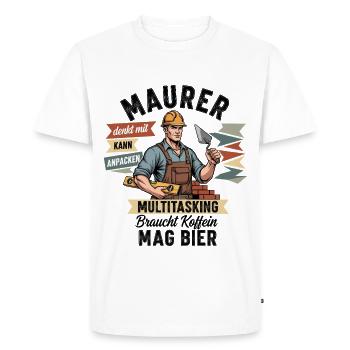 Le maçon - T-shirt Premium bio Homme - blanc - Devant - Nico (187cm)