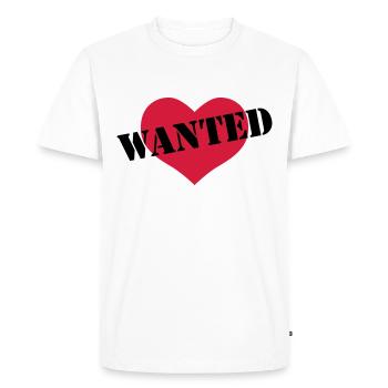 Coeur d'amour WANTED - T-shirt Premium bio Homme - blanc - Devant - Nico (187cm)
