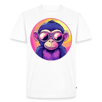 Singe fluo avec lunettes de soleil - T-shirt Premium bio Homme - blanc - Devant - Nico (187cm)