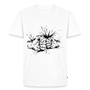 Poing à poing Père et Enfant - T-shirt Premium bio Homme - blanc - Devant - Nico (187cm)