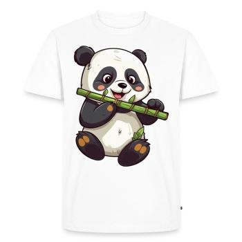 Panda mignon mangeant du bambou - T-shirt Premium bio Homme - blanc - Devant - Nico (187cm)