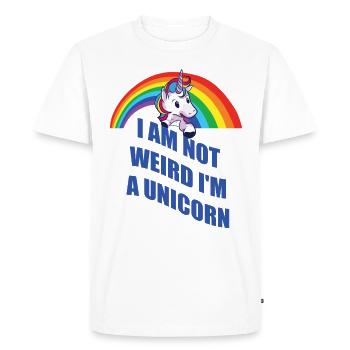 Unicorn Unicorn NOT WEIRD Shirt Gift - T-shirt Premium bio Homme - blanc - Devant - Nico (187cm)