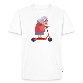 Grand-mère Scooter Trottinette Gandma Grossmuter - T-shirt Premium bio Homme - blanc - Devant - Nico (187cm)