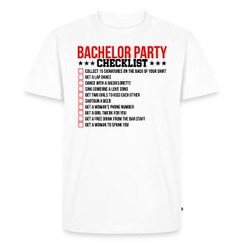 Bachelor todo bachelor party liste de contrôle - T-shirt Premium bio Homme - blanc - Devant - Nico (187cm)