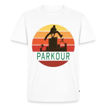 Parkour Sport Freerunning Retro - T-shirt Premium bio Homme - blanc - Devant - Nico (187cm)