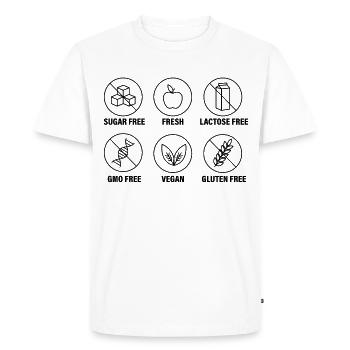 Sans sucre Sans gluten Intolérant au lactose Vegan - T-shirt Premium bio Homme - blanc - Devant - Nico (187cm)