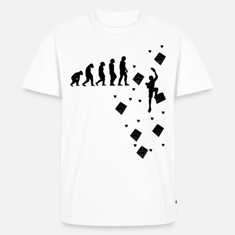 Klettern Bouldern Bergsteigen Evolution Kletterer - Männer Premium Bio T-Shirt - Weiß
