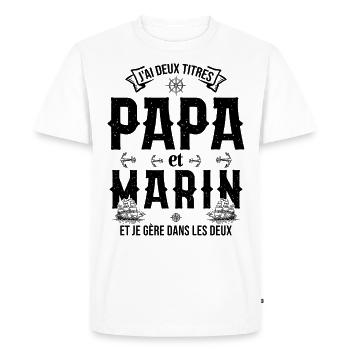 Papa et Marin Humour la marine - T-shirt Premium bio Homme - blanc - Devant - Nico (187cm)