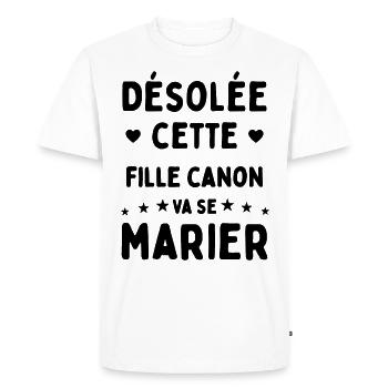 Désolée cette fille canon va se marier - T-shirt Premium bio Homme - blanc - Devant - Nico (187cm)
