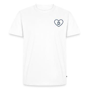 Lettre d cœur sport tendance bleu - idée cadeau - T-shirt Premium bio Homme - blanc - Devant - Nico (187cm)