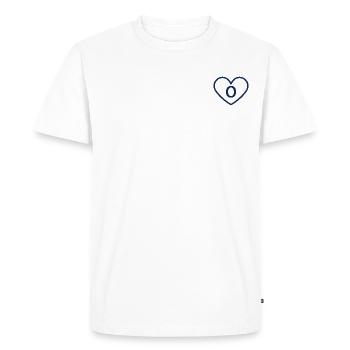 Lettre o cœur sport tendance bleu - idée cadeau - T-shirt Premium bio Homme - blanc - Devant - Nico (187cm)