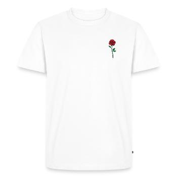 Roses sur la table et diamants autour du cou - T-shirt Premium bio Homme - blanc - Devant - Nico (187cm)
