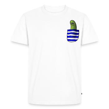 Pocket Pickle # 1 - Men's Premium Organic T-Shirt - white - Front - Nico (187cm)