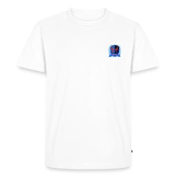PLAISIR INFINI Phénix Royal en bleu Luna (1) - T-shirt Premium bio Homme - blanc - Devant - Nico (187cm)