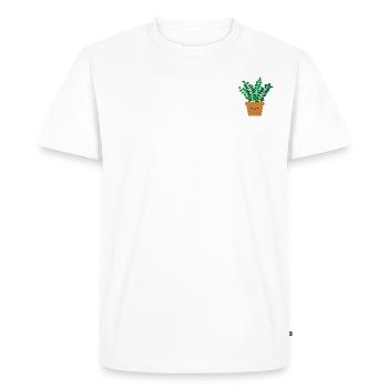 Cute Green Pals Design "Lucky Feather" - Men's Premium Organic T-Shirt - white - Front - Nico (187cm)