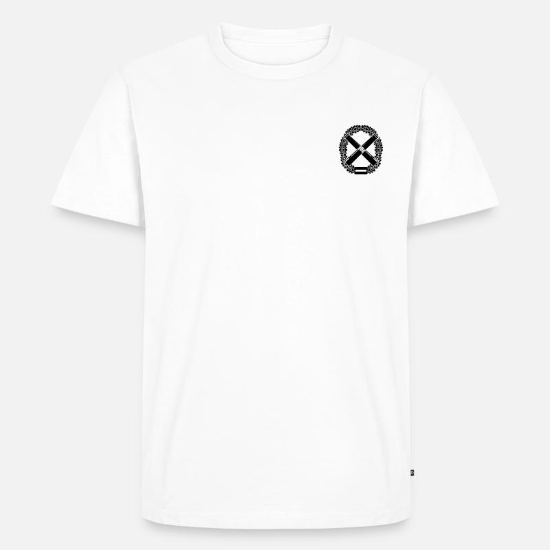 Barettabzeichen Artillerie klein Brust - Männer Premium Bio T-Shirt - Weiß