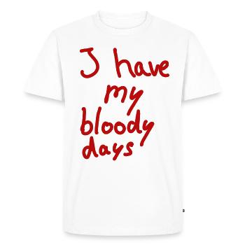 Days bleeding woman menstruation funny gift - Men's Premium Organic T-Shirt - white - Front - Nico (187cm)