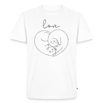 Chat coeur amour amour chat amour t-shirt - T-shirt Premium bio Homme - blanc - Devant - Nico (187cm)