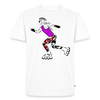 Patin à roues alignées - T-shirt Premium bio Homme - blanc - Devant - Nico (187cm)