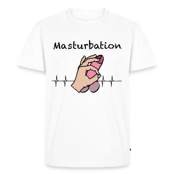 Masturbation Homme drôle se branle sperme Sexe Renard - T-shirt Premium bio Homme - blanc - Devant - Nico (187cm)