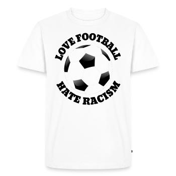 Love Football Hate Racism Amour De football Proverbe - T-shirt Premium bio Homme - blanc - Devant - Nico (187cm)