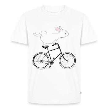 Lapin mignon sur les dames d'humour de vélo - T-shirt Premium bio Homme - blanc - Devant - Nico (187cm)