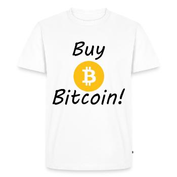 Buy Bitcoin! Crypto Currency - Men's Premium Organic T-Shirt - white - Front - Nico (187cm)