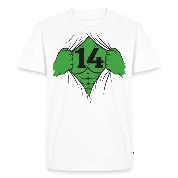 14 birthday funny 14 years gift - Men's Premium Organic T-Shirt - white - Front - Nico (187cm)