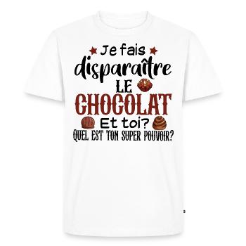 Chocolat Choco Cadeau Humour Noël Gourmand - T-shirt Premium bio Homme - blanc - Devant - Nico (187cm)