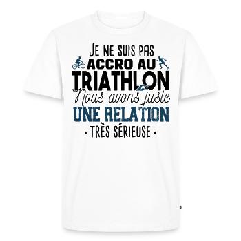 Triathlon Triathlète Natation Vélo Course Humour - T-shirt Premium bio Homme - blanc - Devant - Nico (187cm)