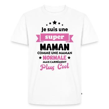 Super Maman Comme Maman Normale Plus Cool - T-shirt Premium bio Homme - blanc - Devant - Nico (187cm)