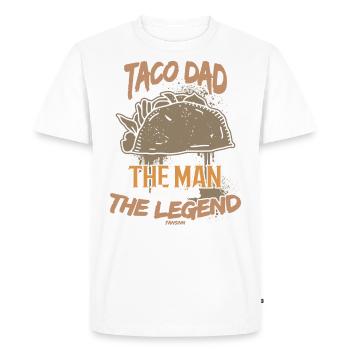 Taco Papa L’Homme Le Mythe La Légende - T-shirt Premium bio Homme - blanc - Devant - Nico (187cm)
