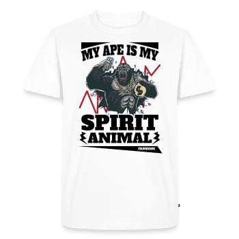 Mon singe est mon animal spirituel - T-shirt Premium bio Homme - blanc - Devant - Nico (187cm)
