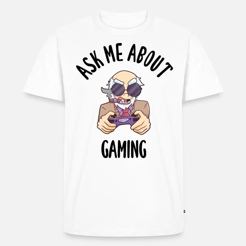 Ask Me About Gaming - Männer Premium Bio T-Shirt - Weiß