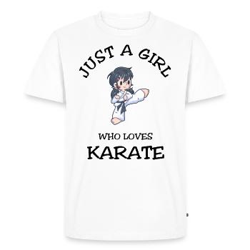 Juste une fille qui aime le karaté - T-shirt Premium bio Homme - blanc - Devant - Nico (187cm)