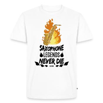 Saxophone Legends Never Die - Men's Premium Organic T-Shirt - white - Front - Nico (187cm)