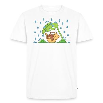 Stubentiger Raindrops Cat Meow - Men's Premium Organic T-Shirt - white - Front - Nico (187cm)