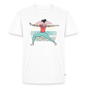 Yoga Femme Fitness - T-shirt Premium bio Homme - blanc - Devant - Nico (187cm)
