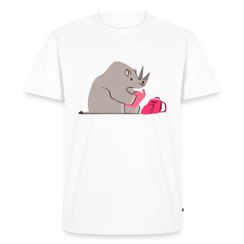 Apprendre l’école Rhino Streber - T-shirt Premium bio Homme - blanc - Devant - Nico (187cm)