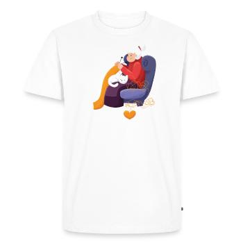 Grandma cat knitting wool old woman - Men's Premium Organic T-Shirt - white - Front - Nico (187cm)
