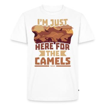 Je suis juste ici pour les chameaux - T-shirt Premium bio Homme - blanc - Devant - Nico (187cm)