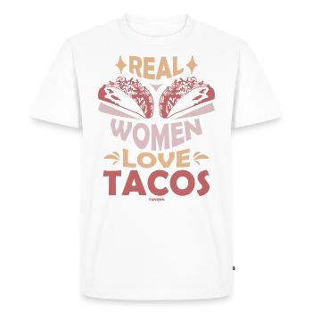 Les vraies femmes aiment les tacos - T-shirt Premium bio Homme - blanc - Devant - Nico (187cm)