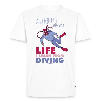 All I Need To Learn About Life Diving - Men's Premium Organic T-Shirt - white - Front - Nico (187cm)